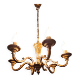 Stunning 6-arm brass chandelier