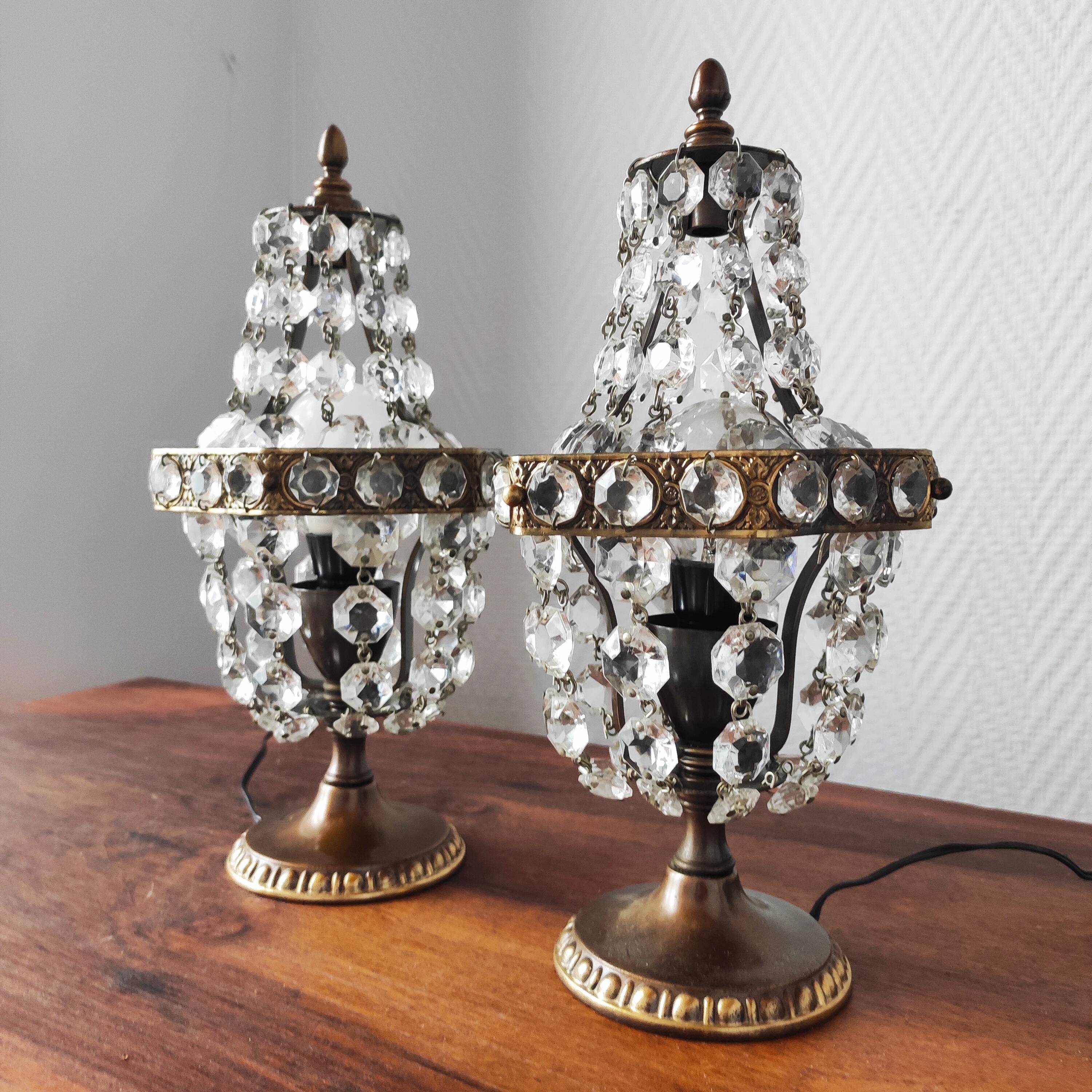 Paire de lampes montgolfière à pampilles