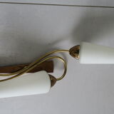 Wall lamp double opaline glass and brass 2 tones