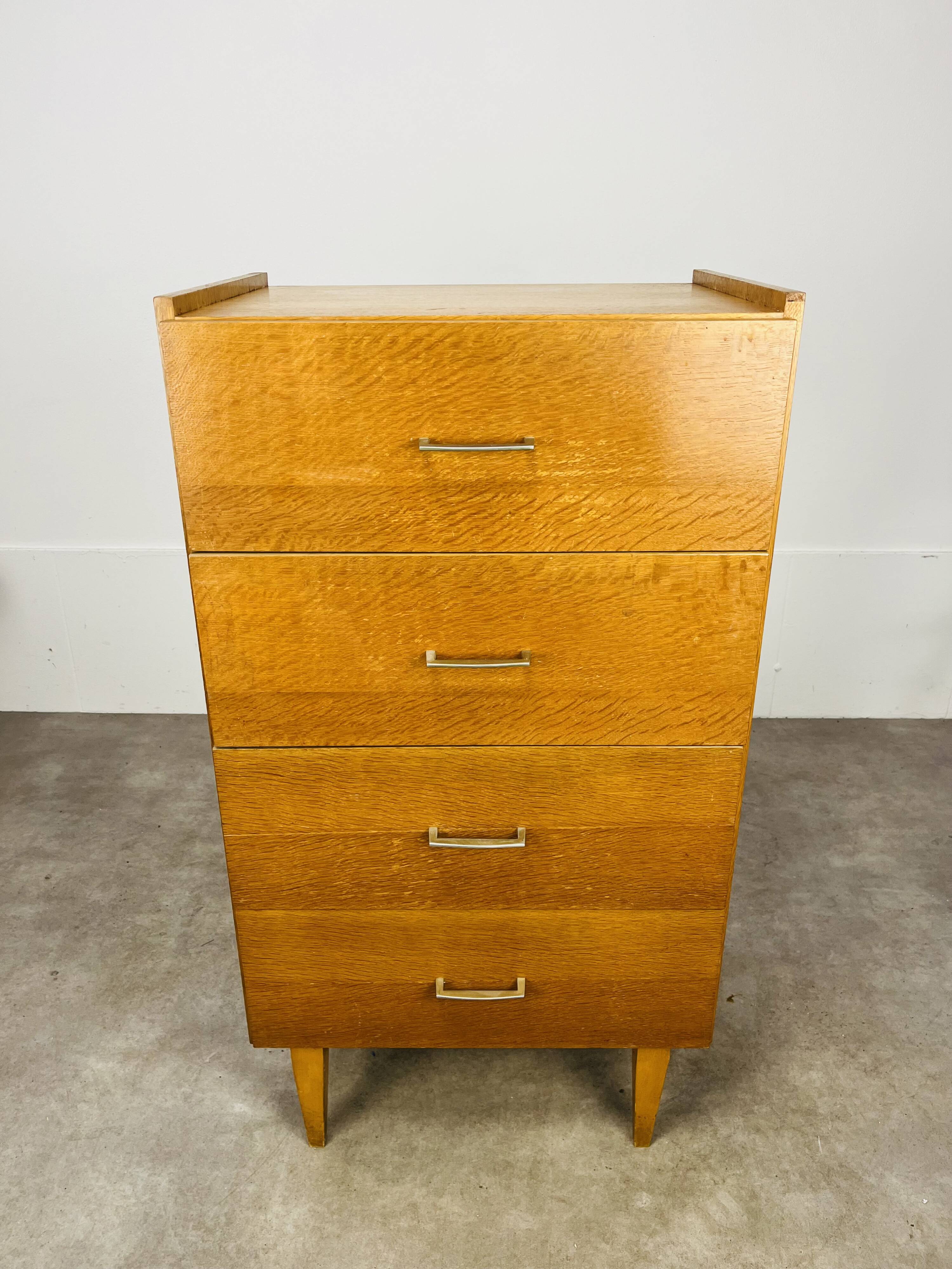 Commode chiffonnier années 50, bois blond