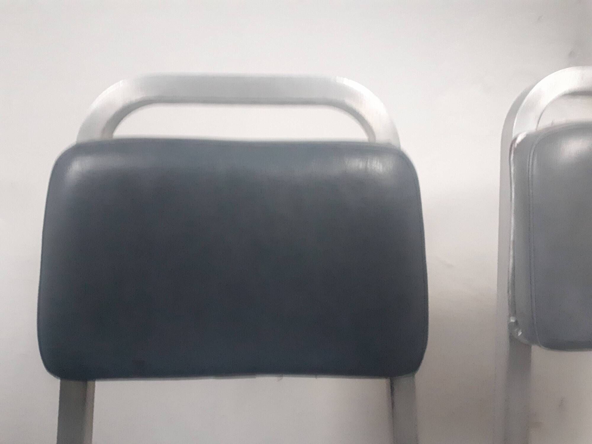 Pair chair desk conference aluminum skai grey vintage blue 1960