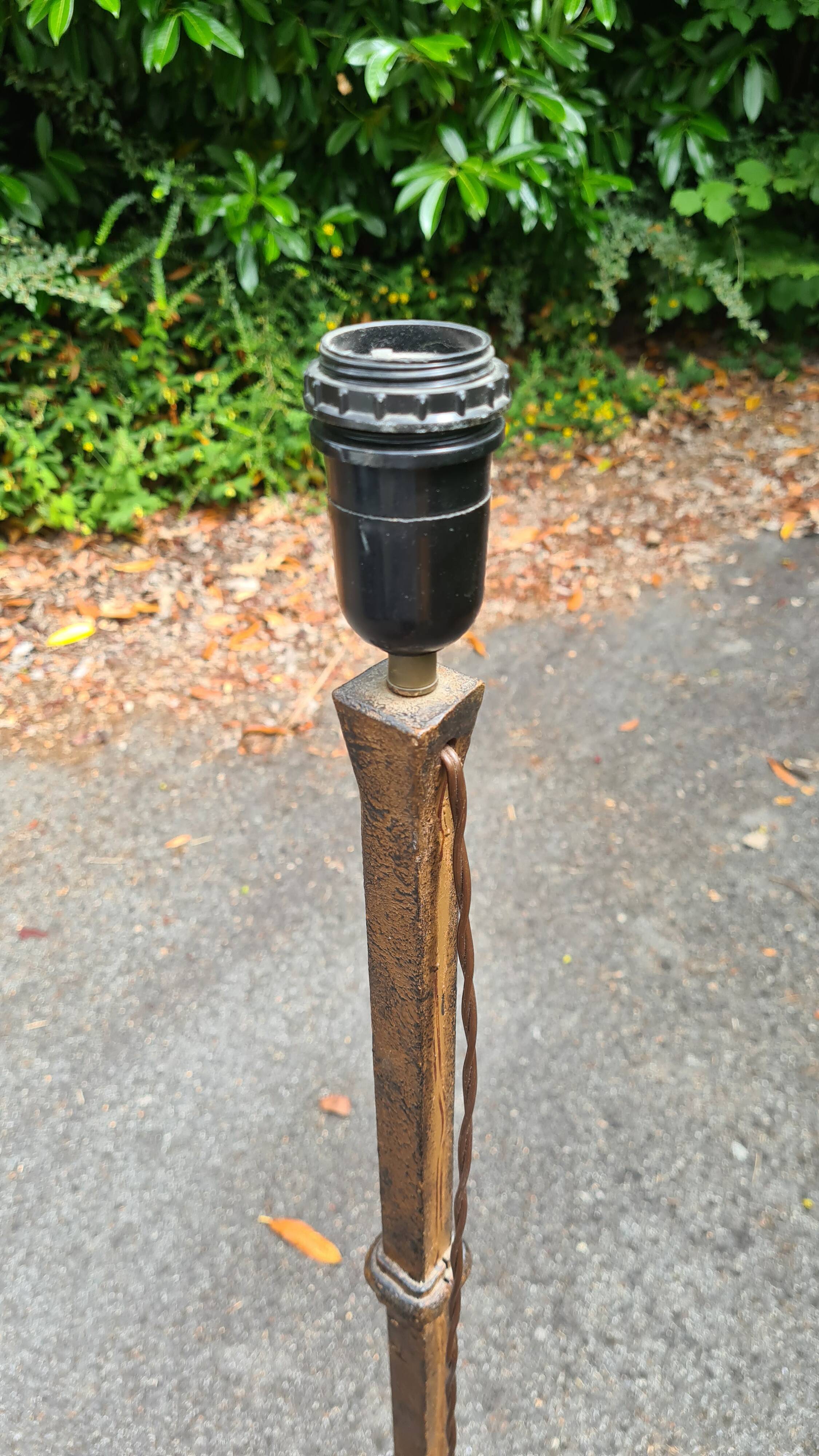 old wrought iron floor lamp / light fixture