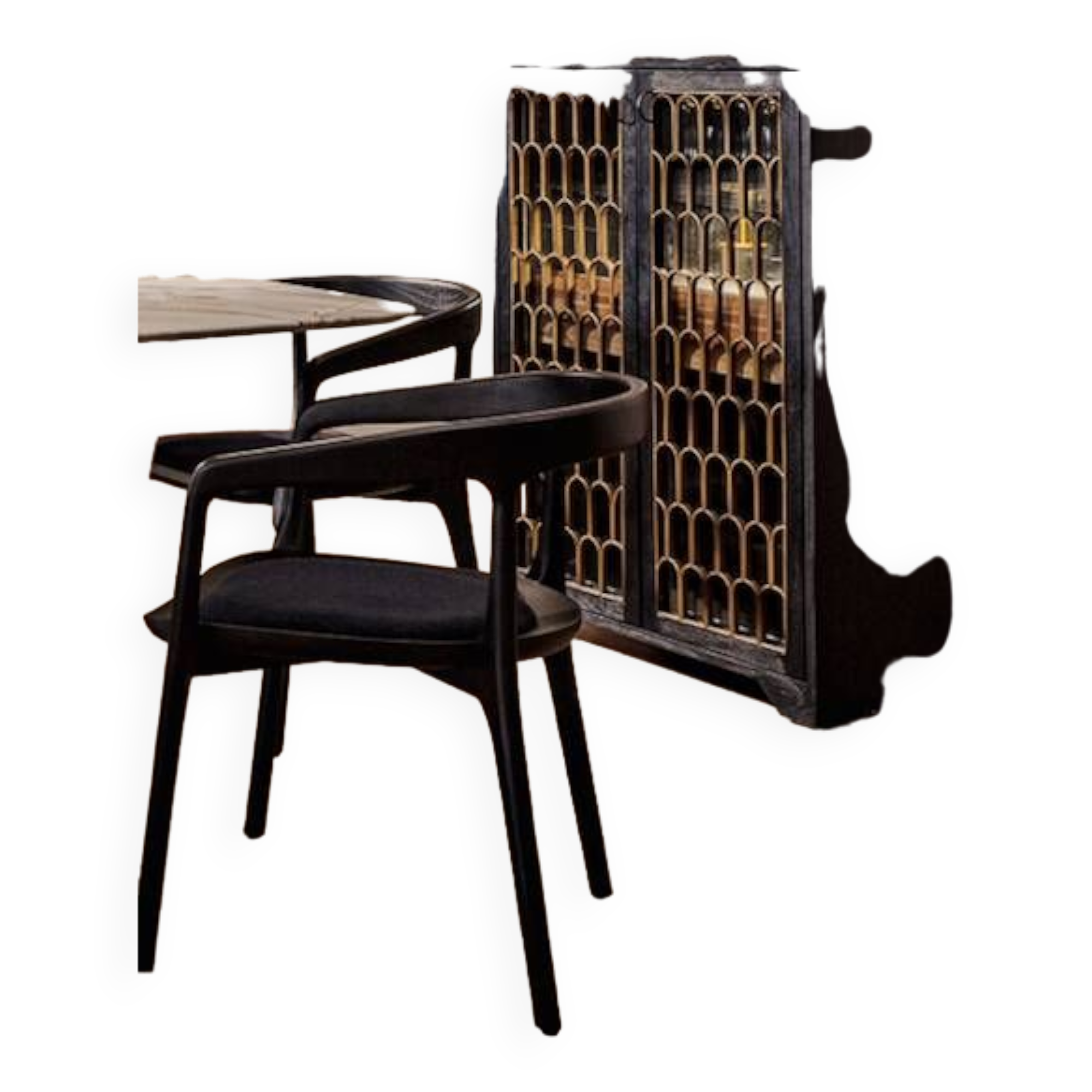 Meuble bar Art Déco bois et métal