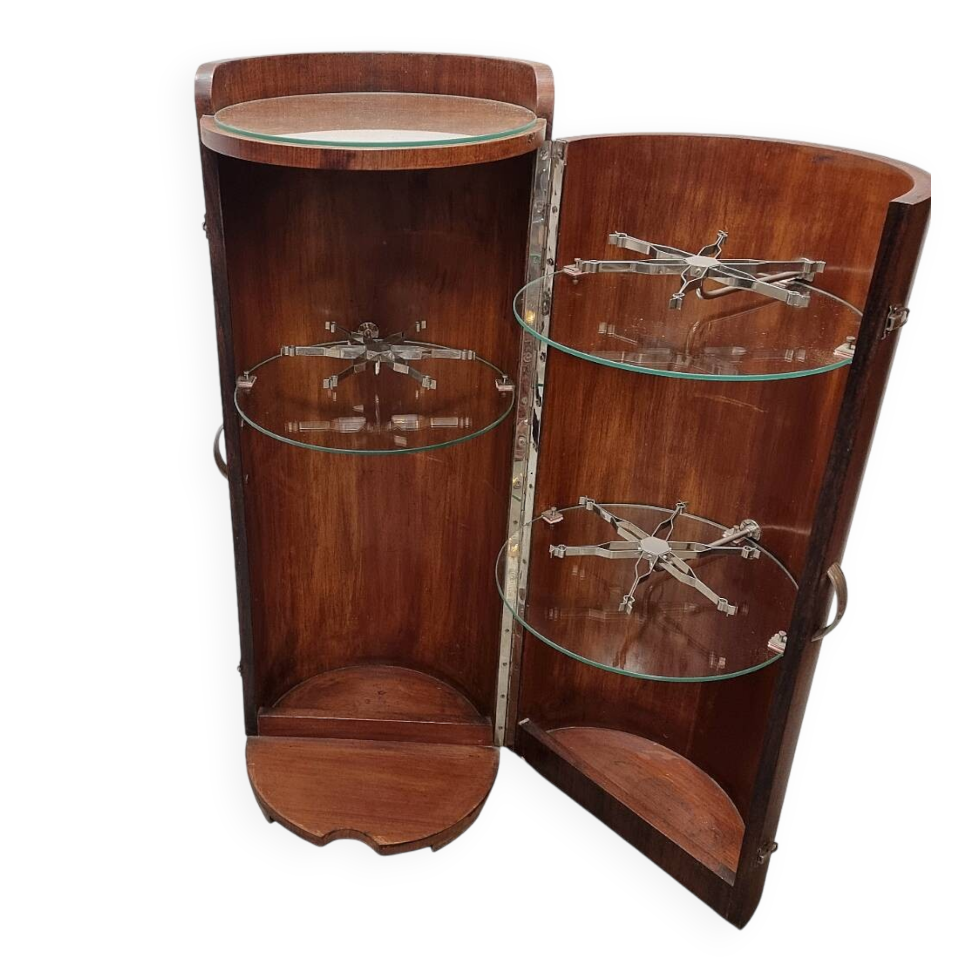 French Art Deco Mahogany round Bar Furniture, 1920/30s