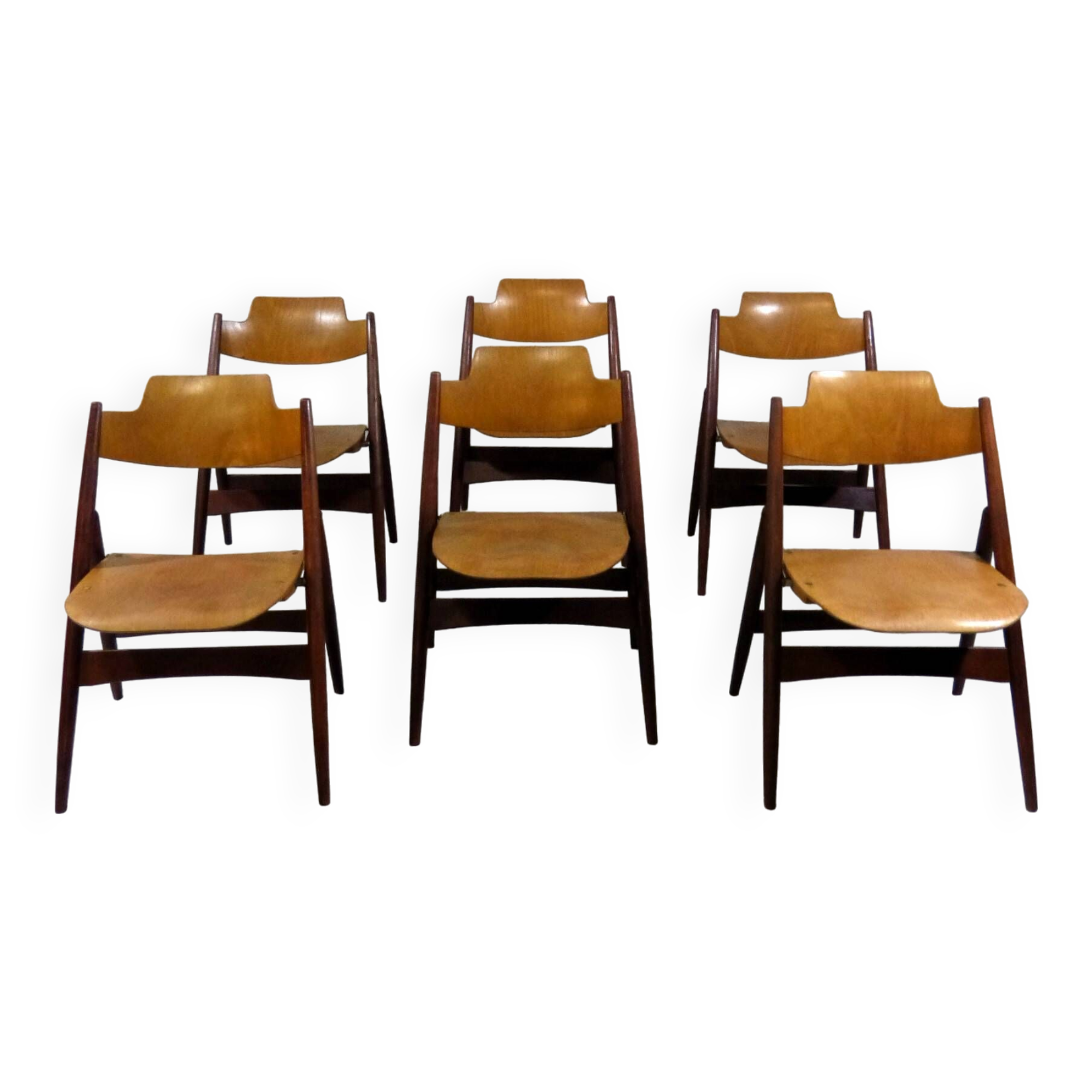 Set of 6 Egon Eiermann SE 18 folding chairs Wilde + Spieth, 1950s