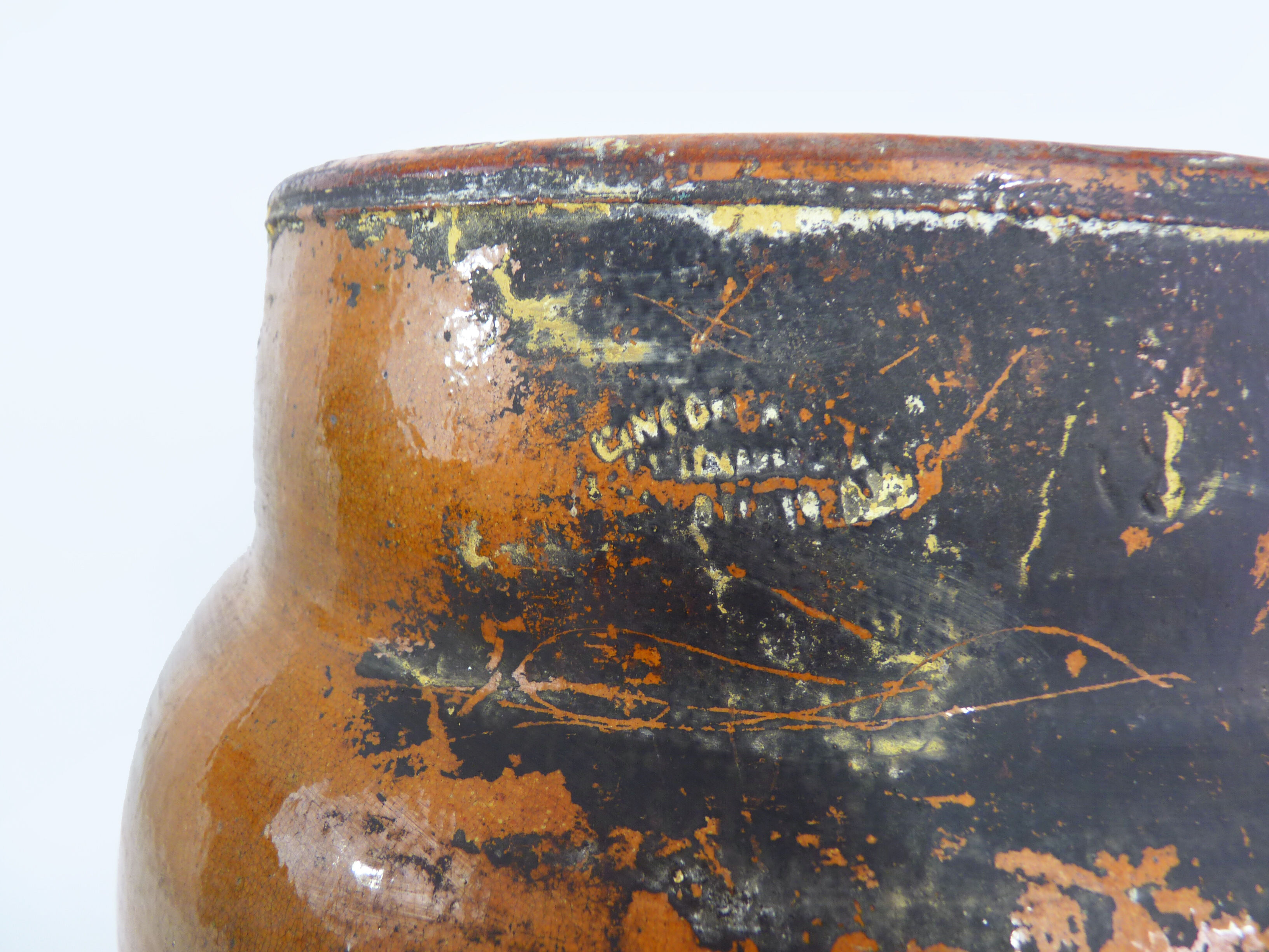 Old toupine, glazed terracotta pottery, haute Pyrenees