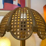 Vintage table lamp rattan and wicker 1970
