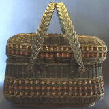 Braided wicker shopping basket