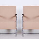 Chrome Bauhaus Armchairs designed by Mücke Melder, fully Refurbished