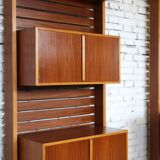 1950s Italian mid-century teak floor-to-ceiling wall unit