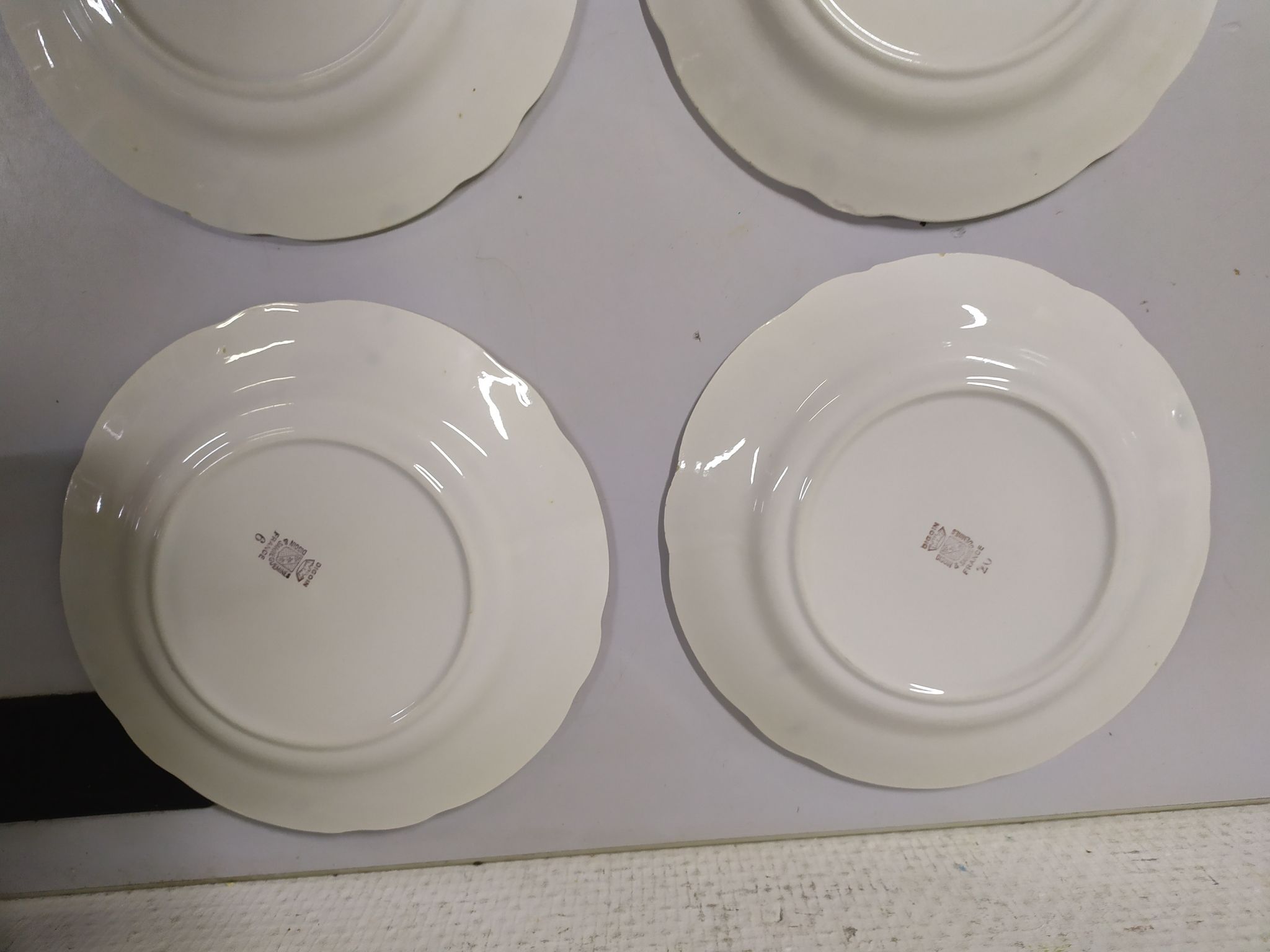 Lot of 10 plates a dessert Sarreguemines digoin Flowers pink lined golden
