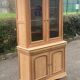 Louis Philippe 2-body sideboard renovated in raw wood with 2 glass doors