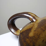 Vintage Japanese-style teapot from the 70s-90s, handmade brown stoneware signed Pichon.