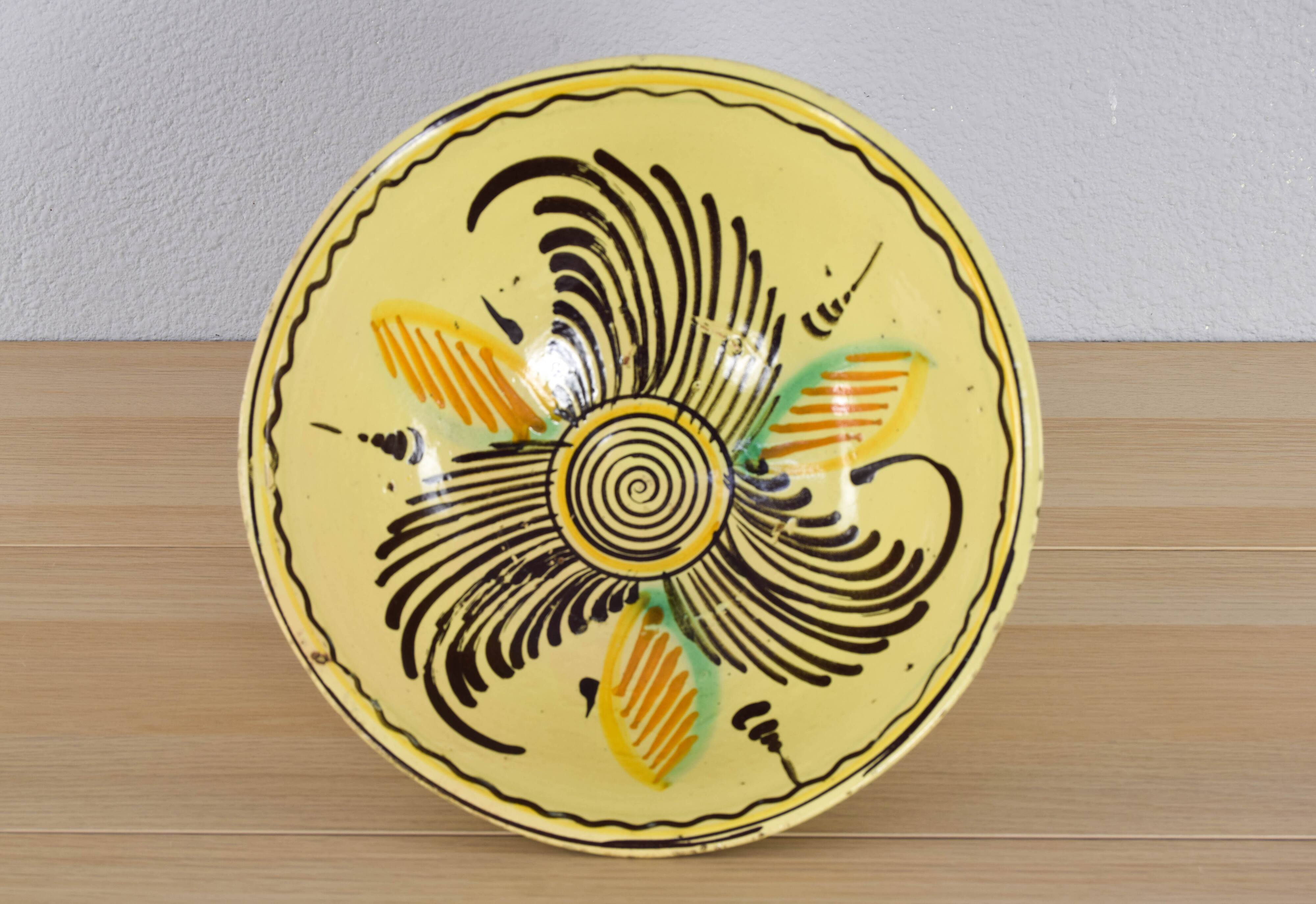 Antique Puente de Arzobispo Talavera Handmade Ceramic Glazed Lebrillo Bowl