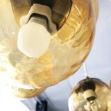 Vintage smoked glass pendant light, Parscot circa 1970.