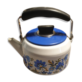 Vintage kettle in blue enamelled sheet metal