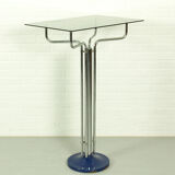 Console vintage chromée avec plateau en verre – design moderniste des années 1970