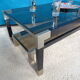 Table basse métal verres fumés