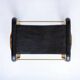 Footrest in aged brass and black leather, modern style, wanderlust