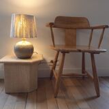Vintage enamelled stoneware lamp with rope lampshade
