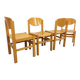 Set of 4 minimalist vintage beechwood chairs from the 80s
