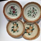 4 Digoin red-edge fruit dessert plates