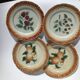 4 dessert plates Digoin fruit with a red rim