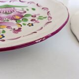 2 semi-deep earthenware plates, Saint Clément, vintage. Flower and rooster patterns