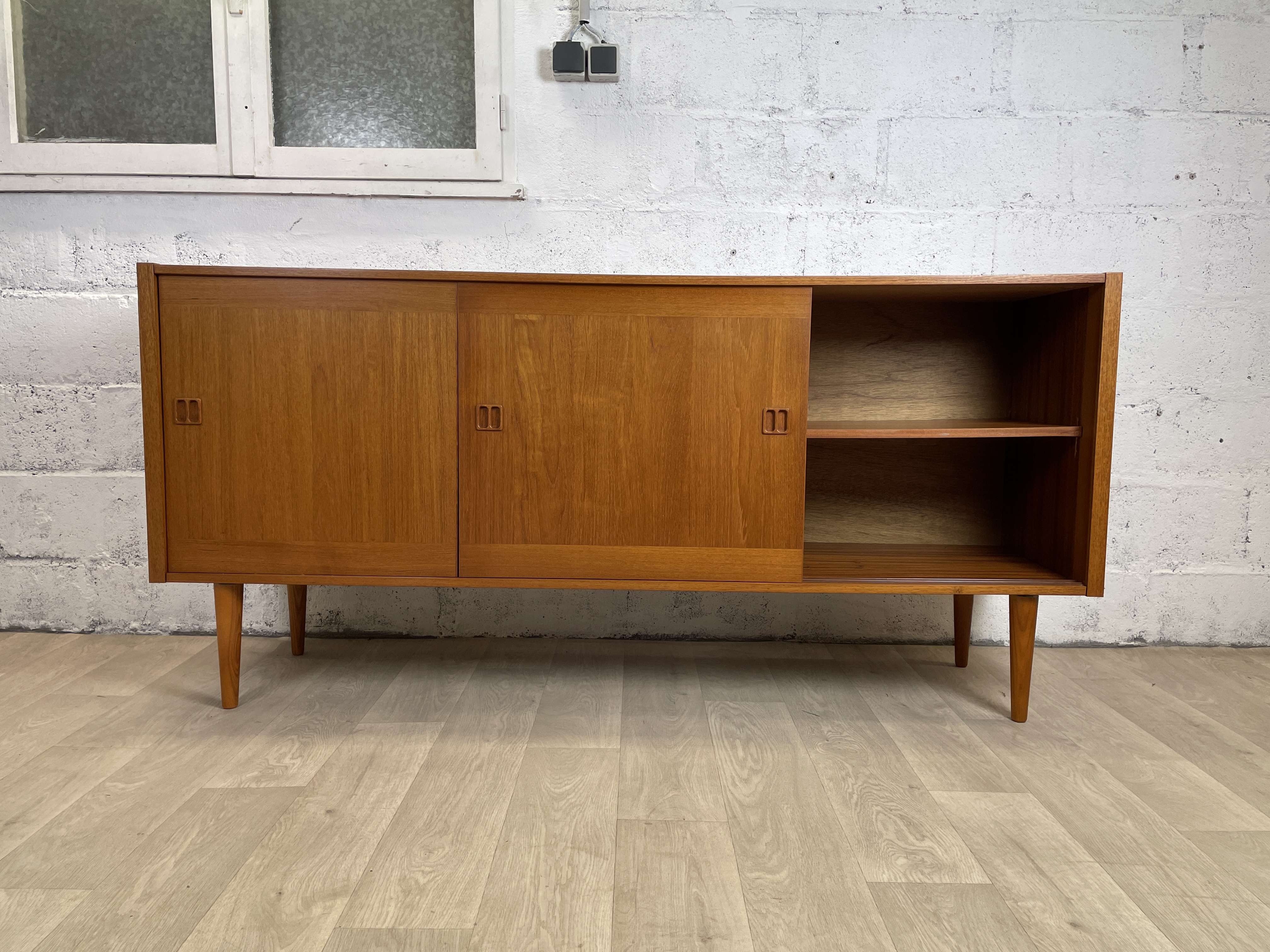 Large vintage Scandinavian teak row signed Clausen & Son, 60s