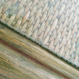 Vintage desk in bamboo and rattan, tinted green