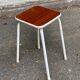 Vintage wooden and white steel stool