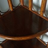 Corner shelf, corner unit, in wicker and wood