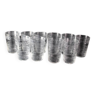 Crystal glasses - Tableware - France 19th hand engraved x10