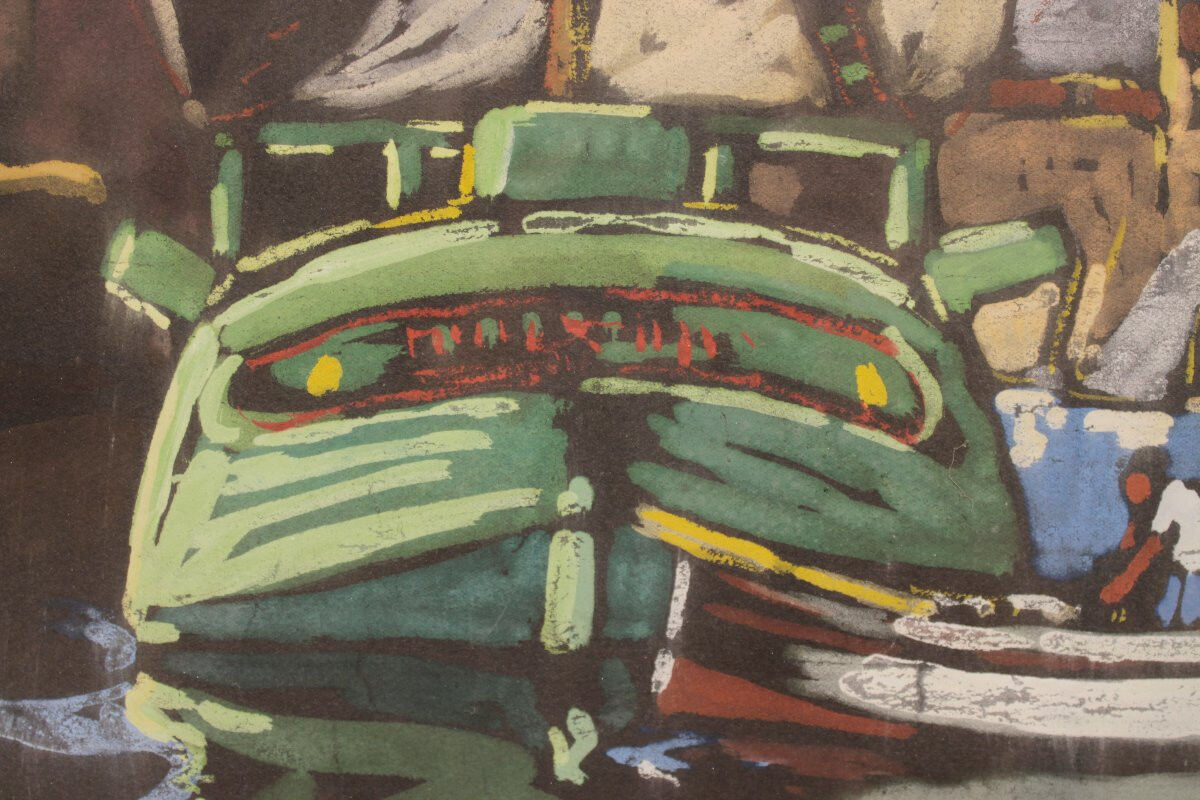 Marine painting by Jean Guindon - Gouache on paper