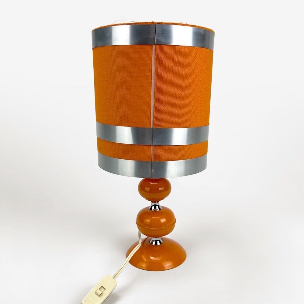 Table lamp metal and orange fabric 70