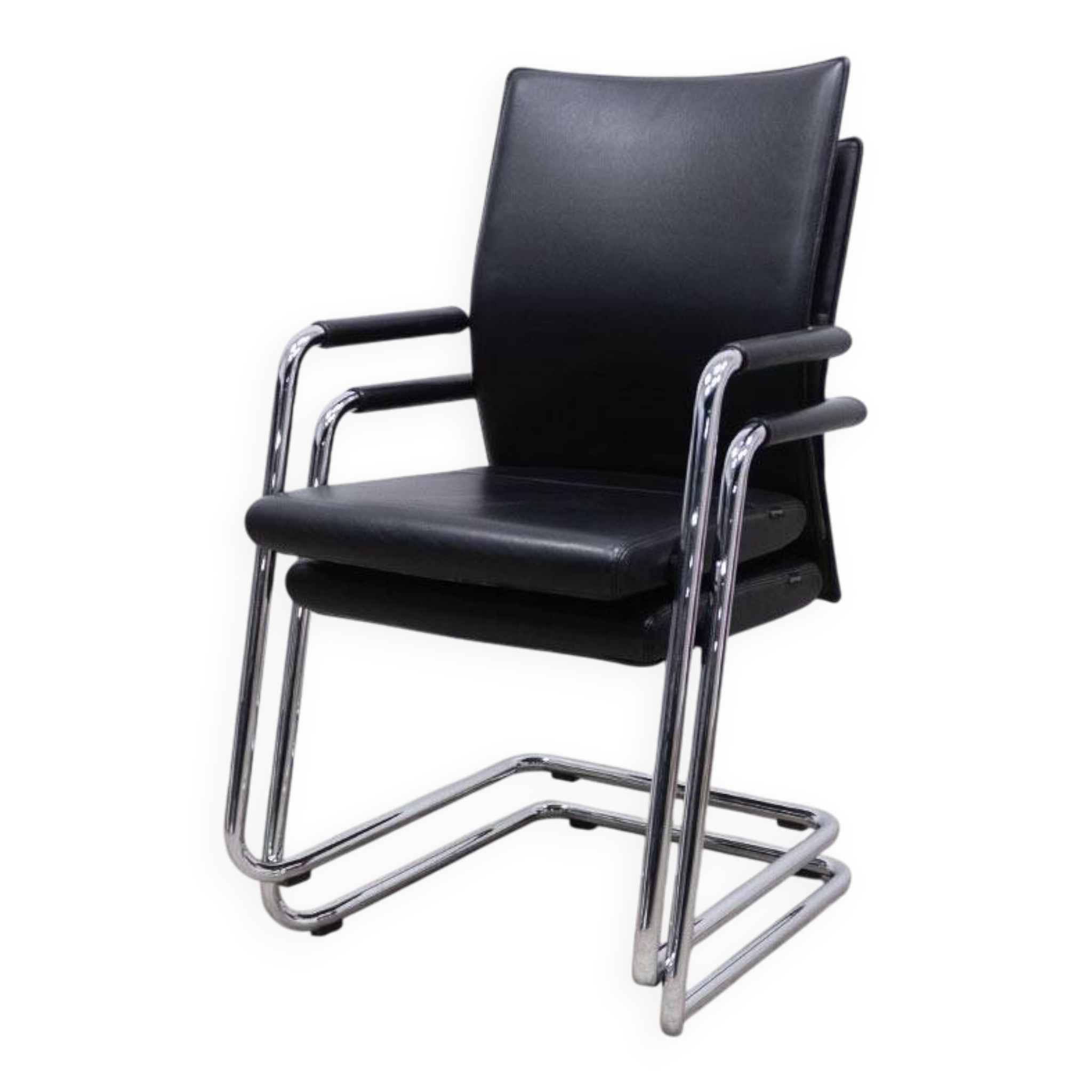 Chaise de bureau en cuir Grisberger Diagon Medium Noir