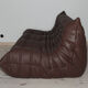 Togo 3 seater sofa in brown leather designed by Michel Ducaroy 1973
