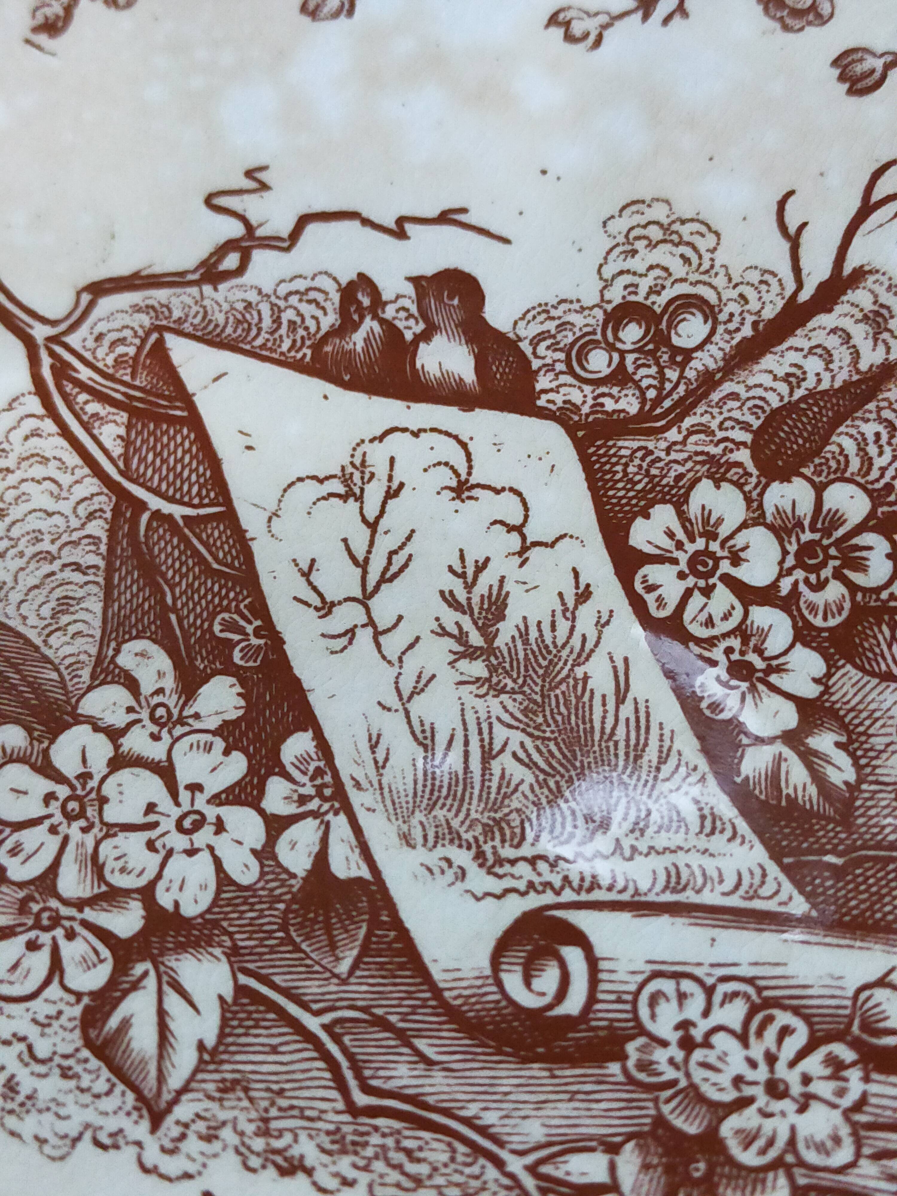 Seven iron earth dessert plates with birds ffPexonne late 19th century