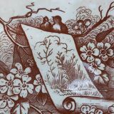 Sept assiettes à dessert terre de fer aux oiseaux f.f.Pexonne fin XIX ème