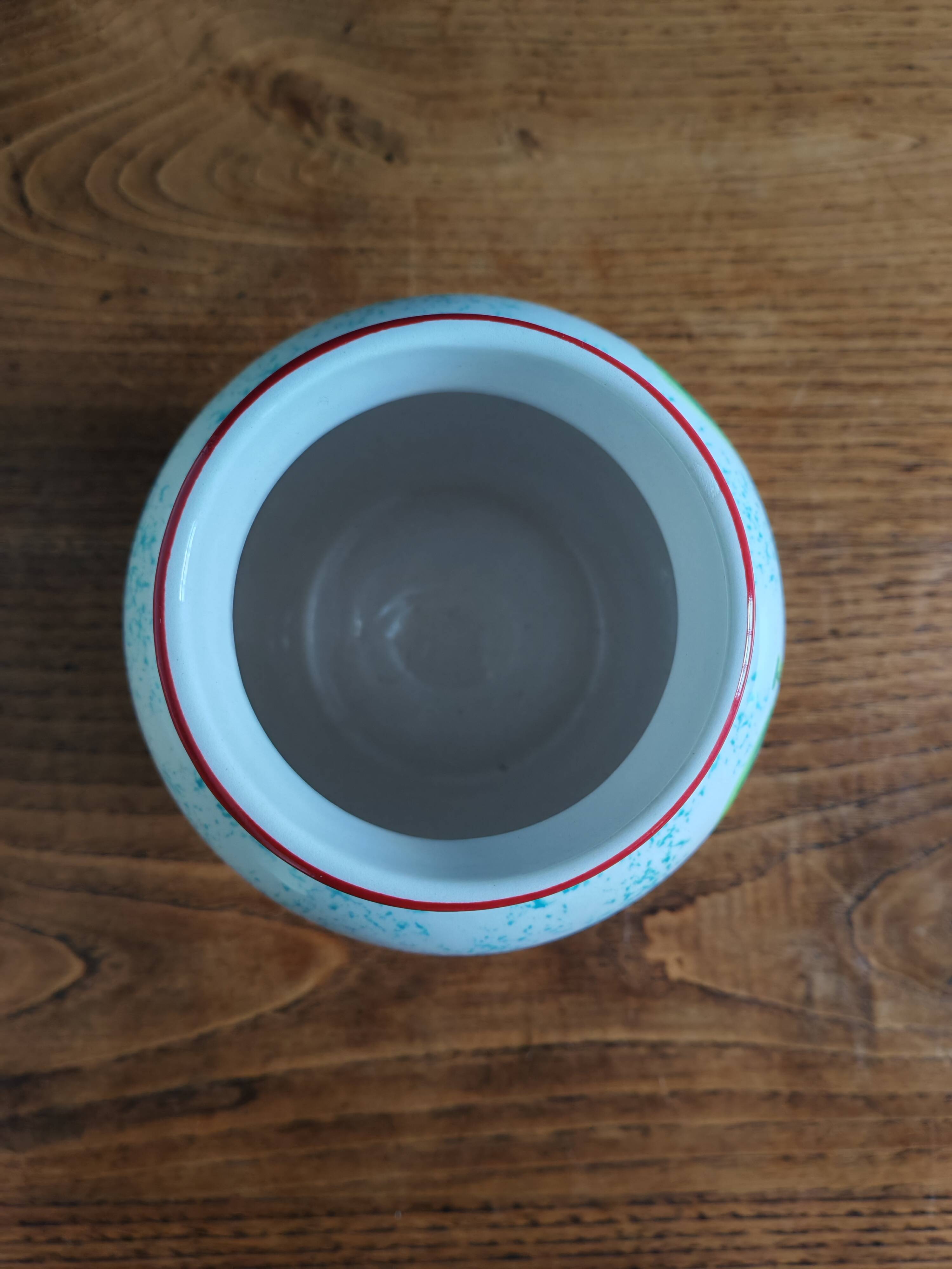 White Ceramic Vase with Peach and Leaf Motifs
