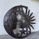 Brutalist metal wall sculpture "sun-moon"