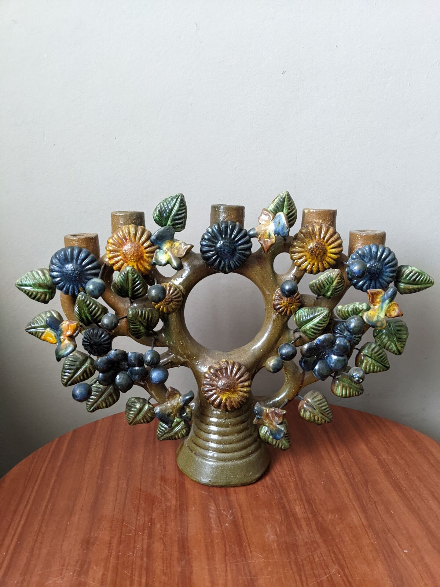Artisanal chandelier tree of life Mexico in ceramic