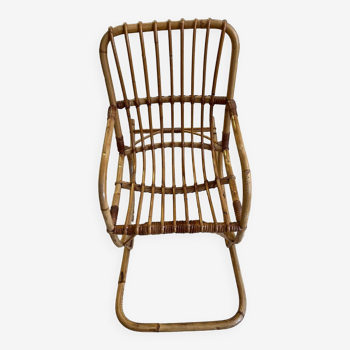 Fauteuil bascule rotin 1960