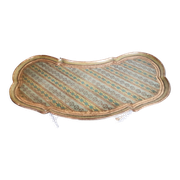 Venetian wooden tray, green and gold, vintage, 50s, bean shape
