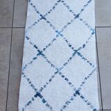Recycled cotton handcrafted rug - Reversible - Blue and ecru