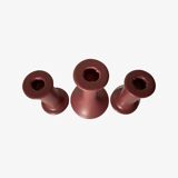 Handmade Vintage Candlestick Holders - Set of 3 Ceramic Candle Holders Colored Pink Design by ODENSE