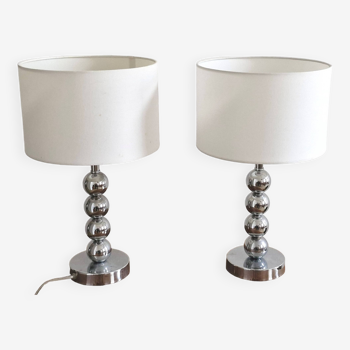 Duo de lampes chromées blanches