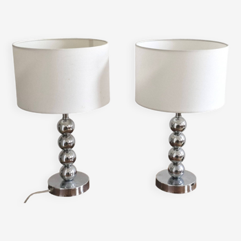 Duo of white chrome lamps