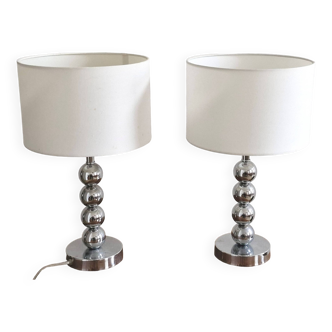 Duo de lampes chromées blanches