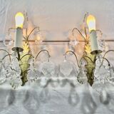 Pair of Wall Lamp Bronze And Crystal 1 Light